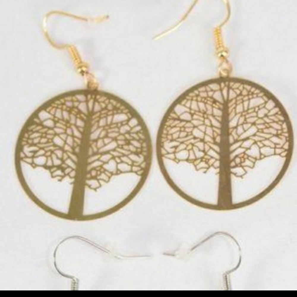 Laser Cut Tree of Life earrings - Picture 3 of 7